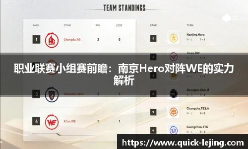 职业联赛小组赛前瞻：南京Hero对阵WE的实力解析